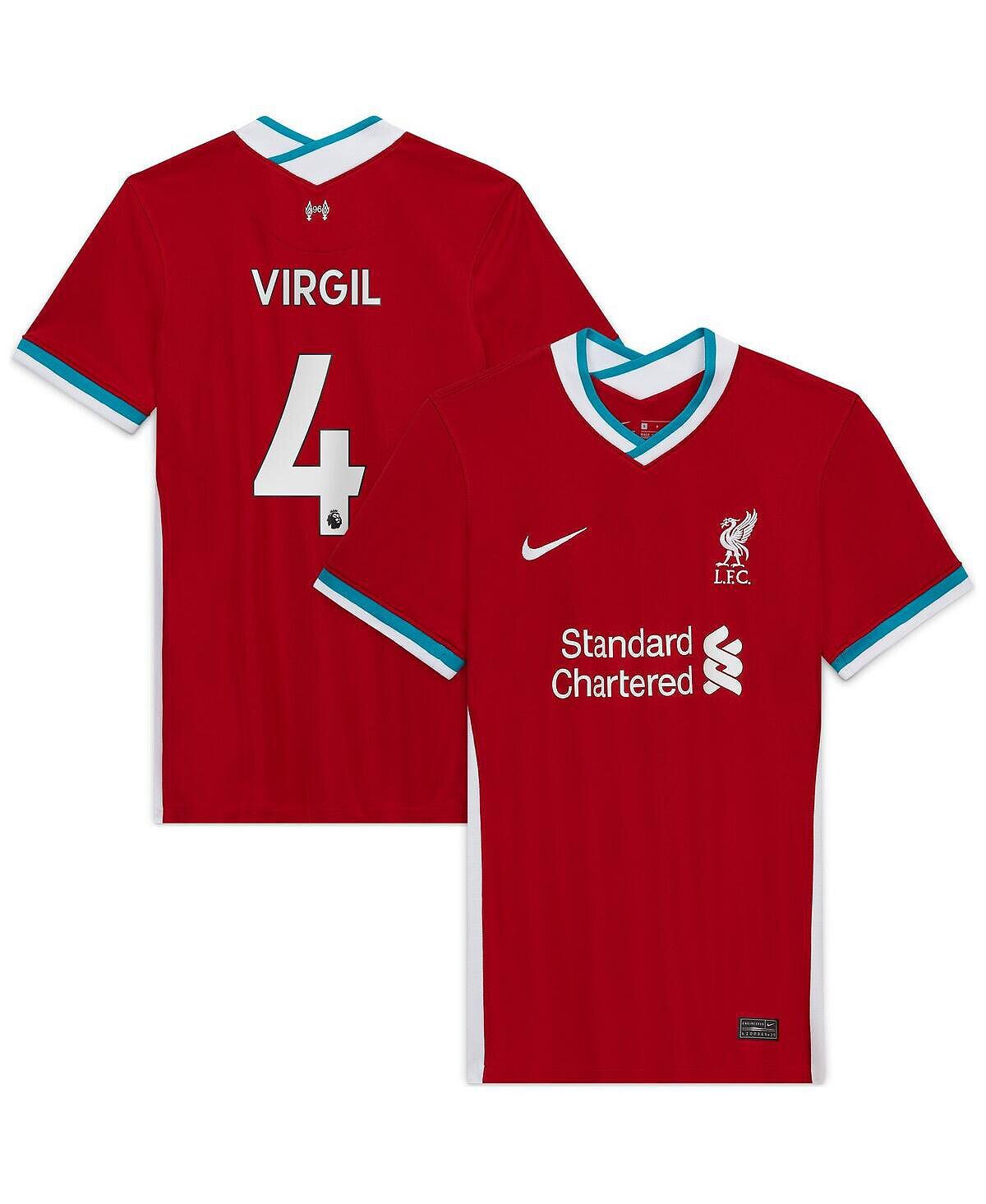 

Женская футболка virgil van dijk red liverpool 2020/21 home replica player Nike, красный