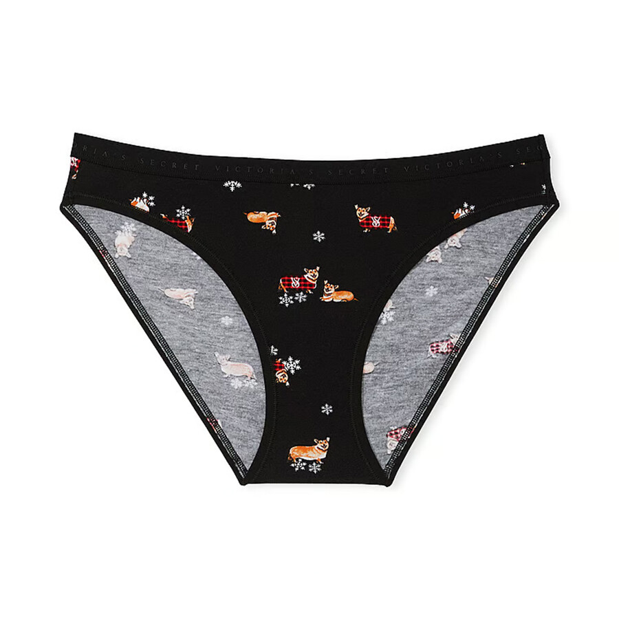 

Трусики Victoria's Secret Stretch Cotton Bikini Classic, черный/корги