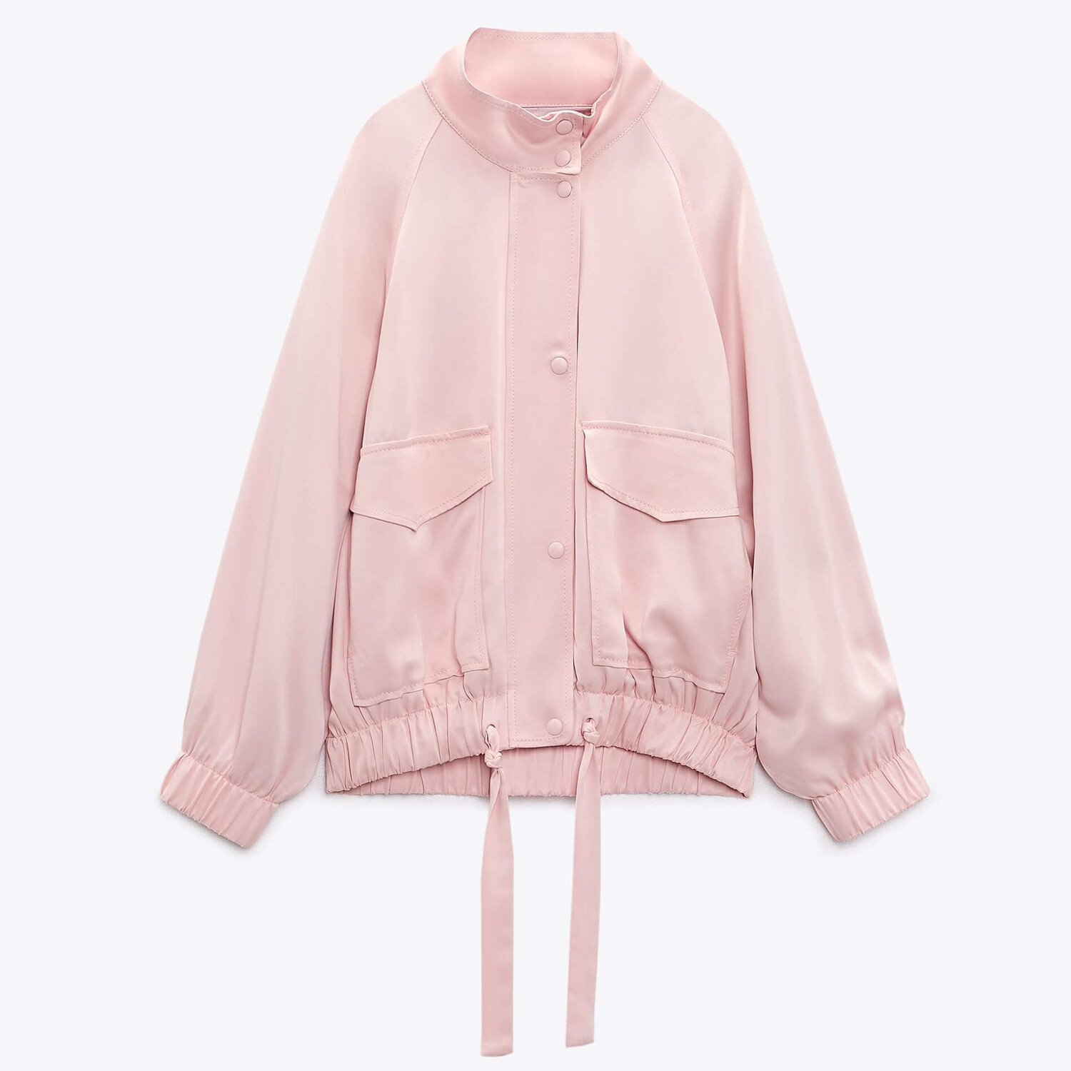 

Куртка-бомбер Zara Flowing Bomber, бледно-розовый