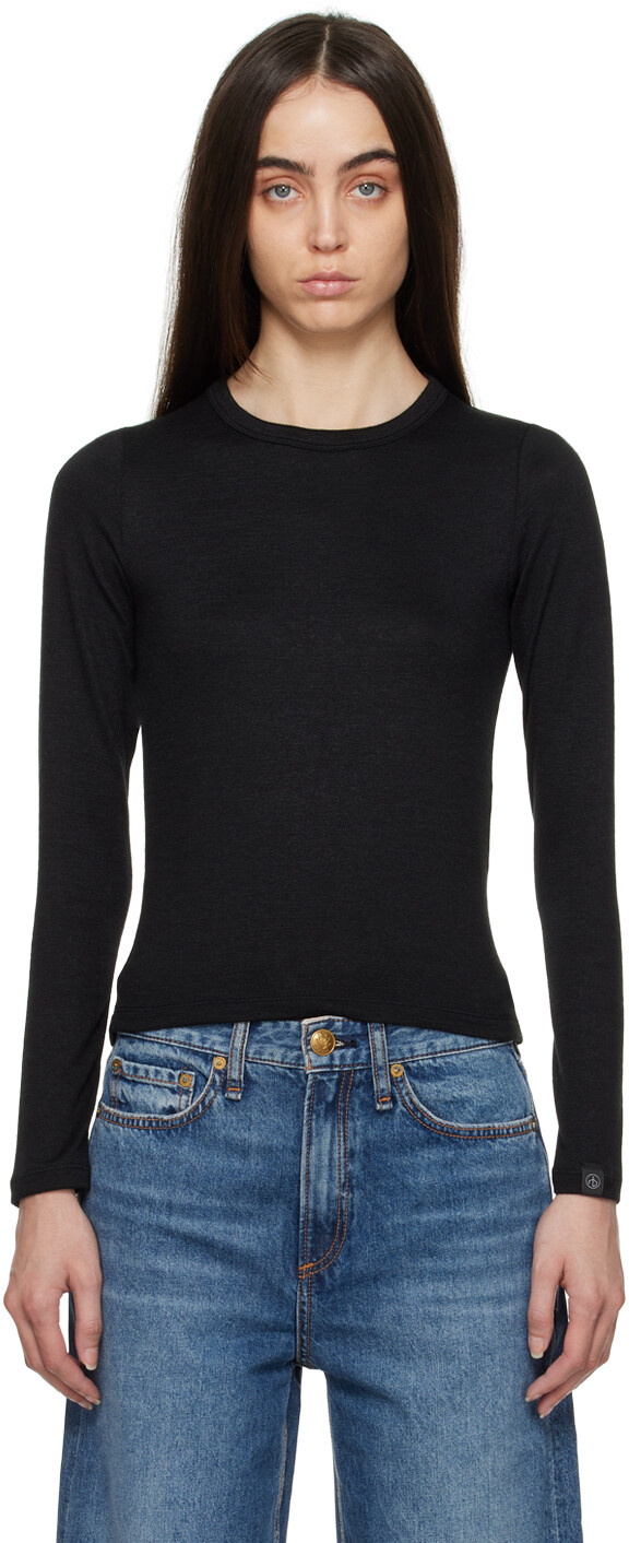 

Черная футболка с длинным рукавом The Knit rag & bone, Черный