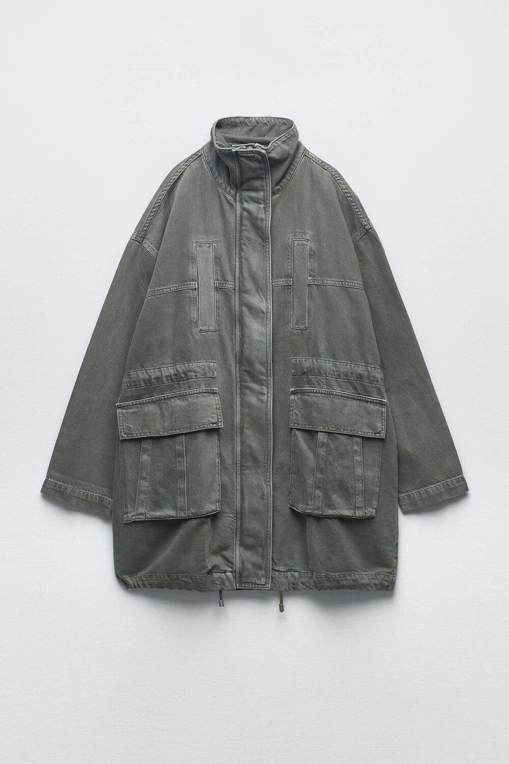 Парка Zara Oversize Denim, серый