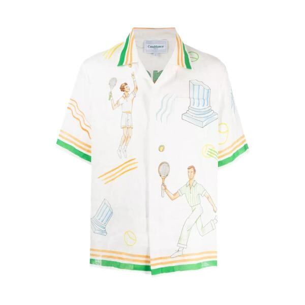 

Футболка cuban leinenhemd mit all-over print play icon play icon Casablanca, мультиколор