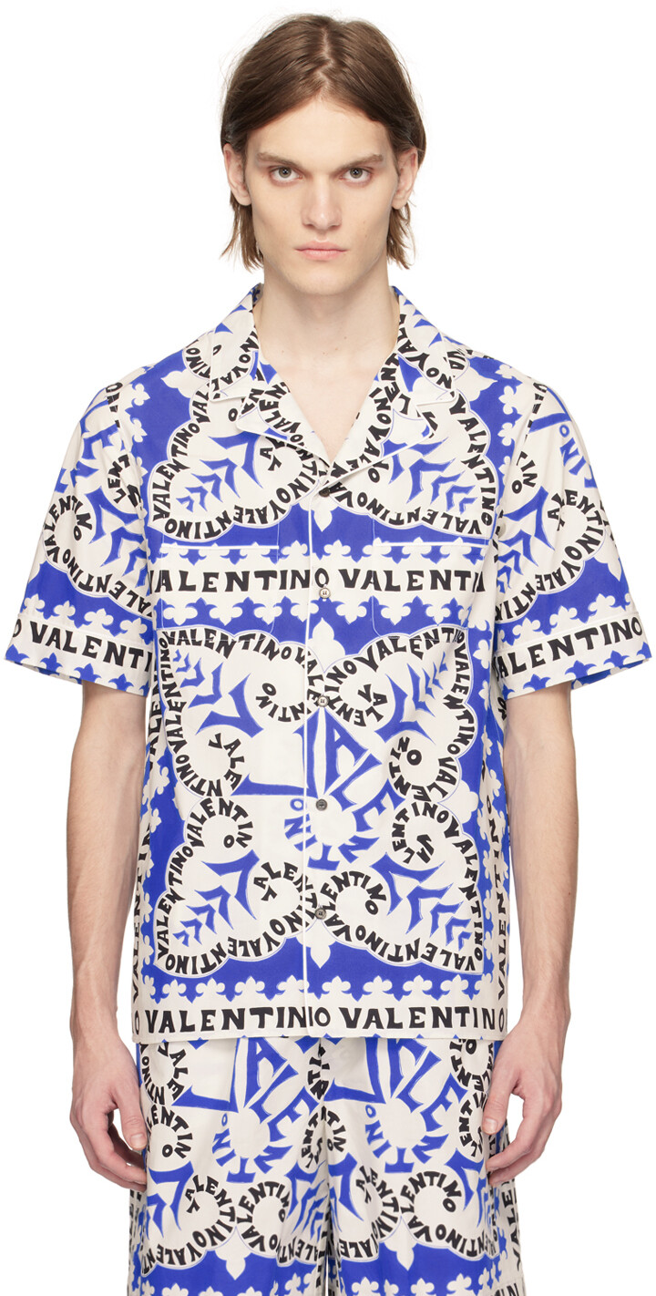 

Бело-синяя мини-рубашка-бандана Valentino