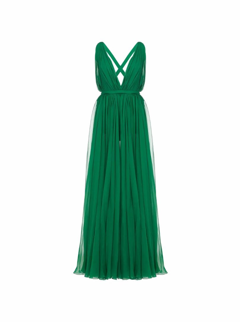 Шелковое платье Dolce&Gabbana платье fracomina шифон вечернее прямой силуэт открытая спина размер m зеленый