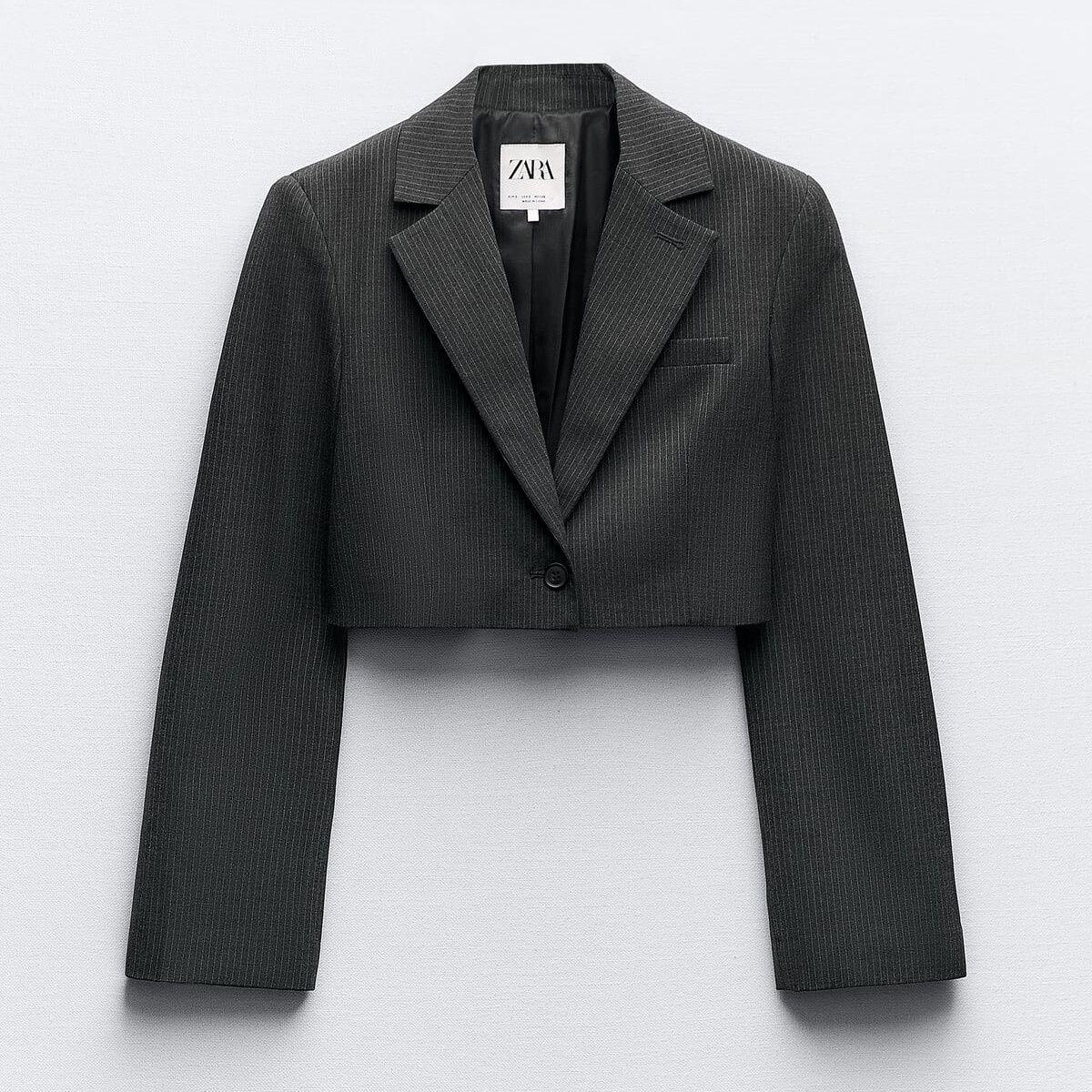 

Пиджак Zara Pinstriped Cropped, серый