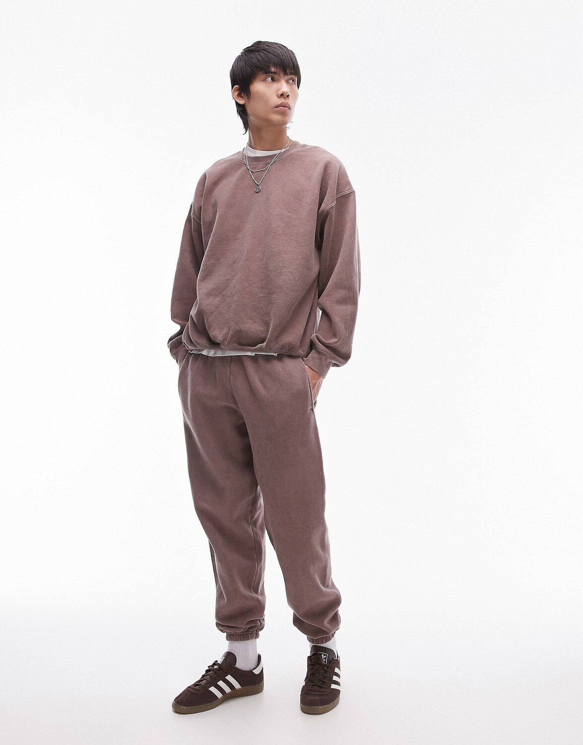 

Брюки-джогеры Topman Vintage Wash Oversized, серо-коричневый