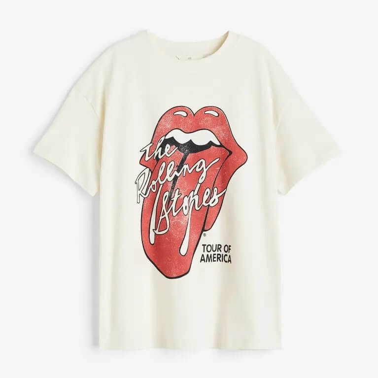 

Футболка H&M Oversized Printed T-Shirt, светло-бежевый