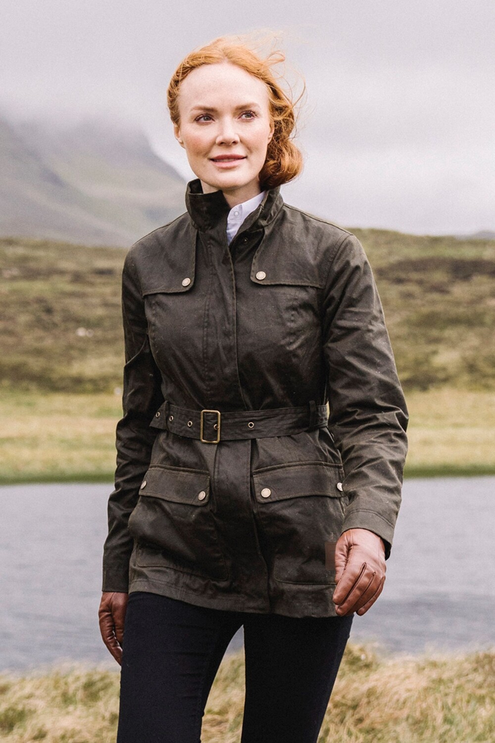 

Женская вощеная куртка Glencoe с поясом Hinter + Hobart, зеленый