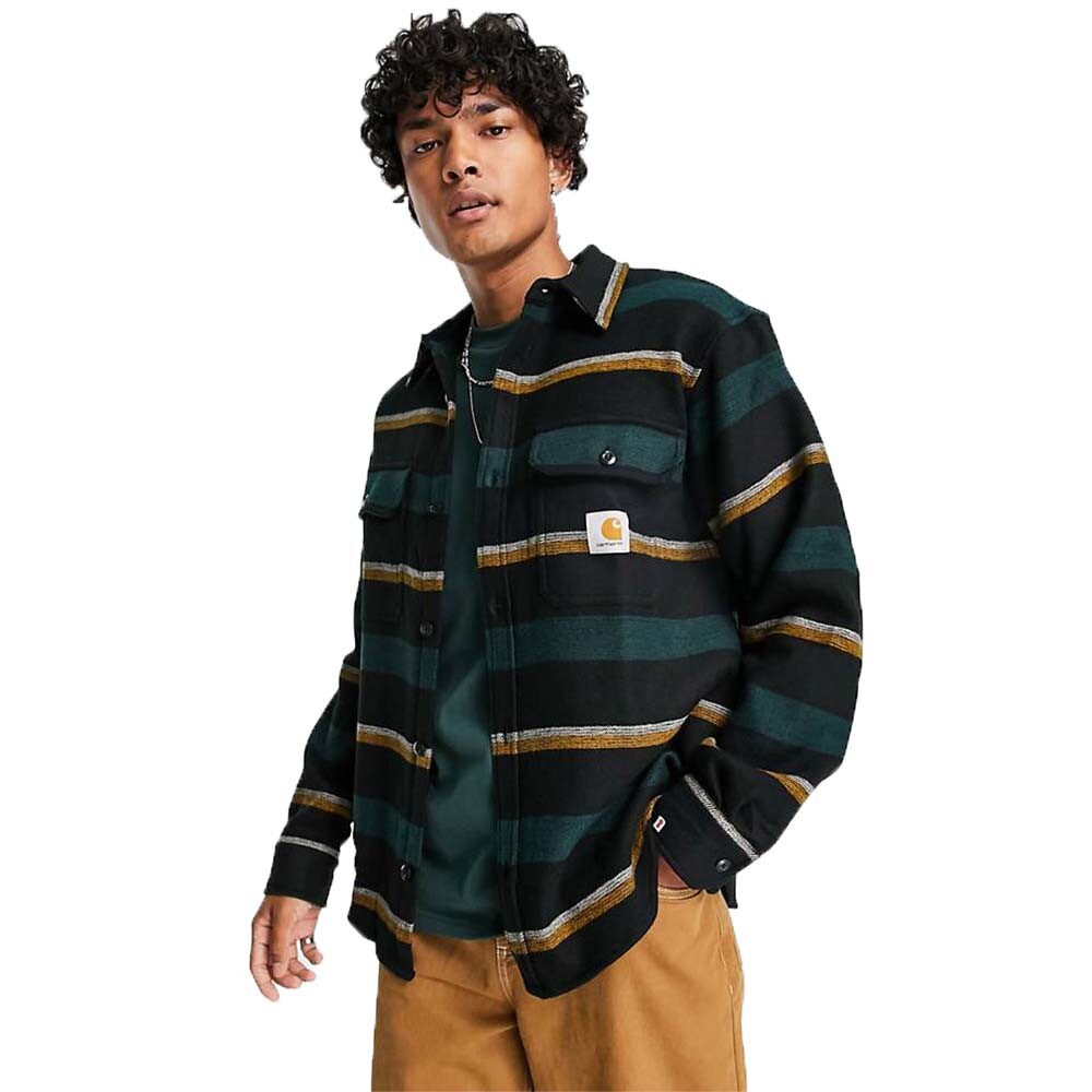 

Рубашка Carhartt WIP bowman stripe, зеленый
