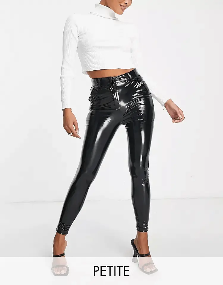 

Брюки Miss Selfridge Petite Vinyl Skinny, черный