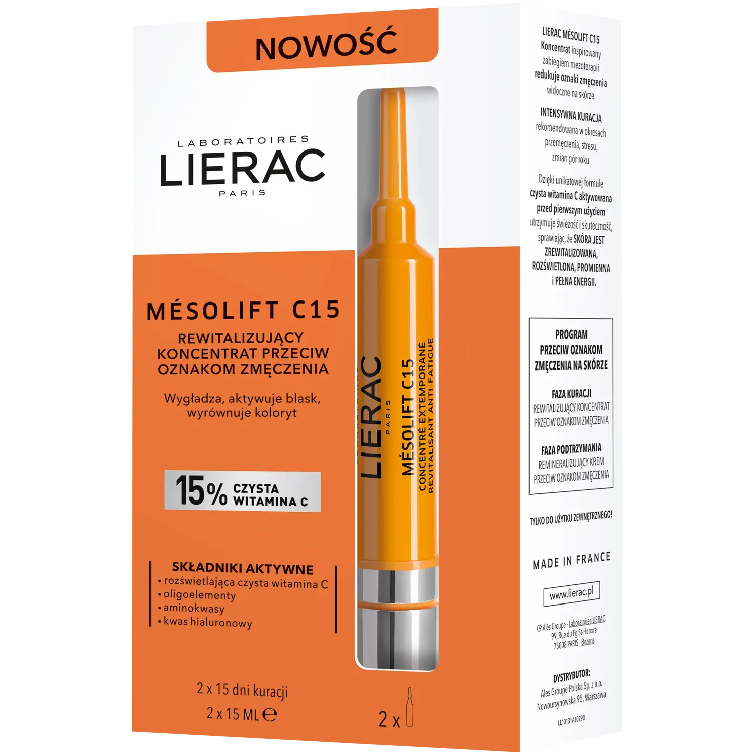 

Lierac Mesolift C15 антивозрастной концентрат для лица, 2x15 мл/1 упаковка