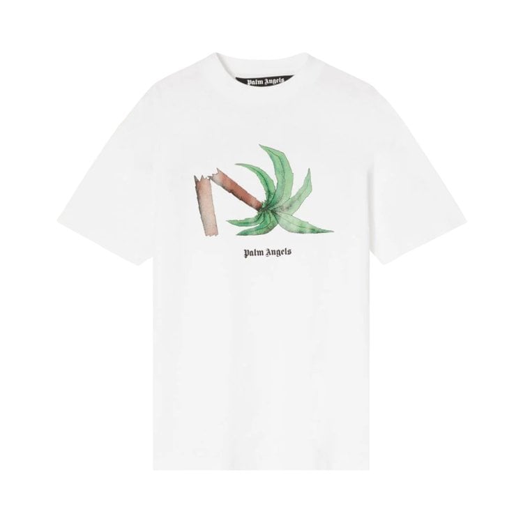 Футболка Palm Angels Broken Palm Classic Tee 'White/Green', белый - фото