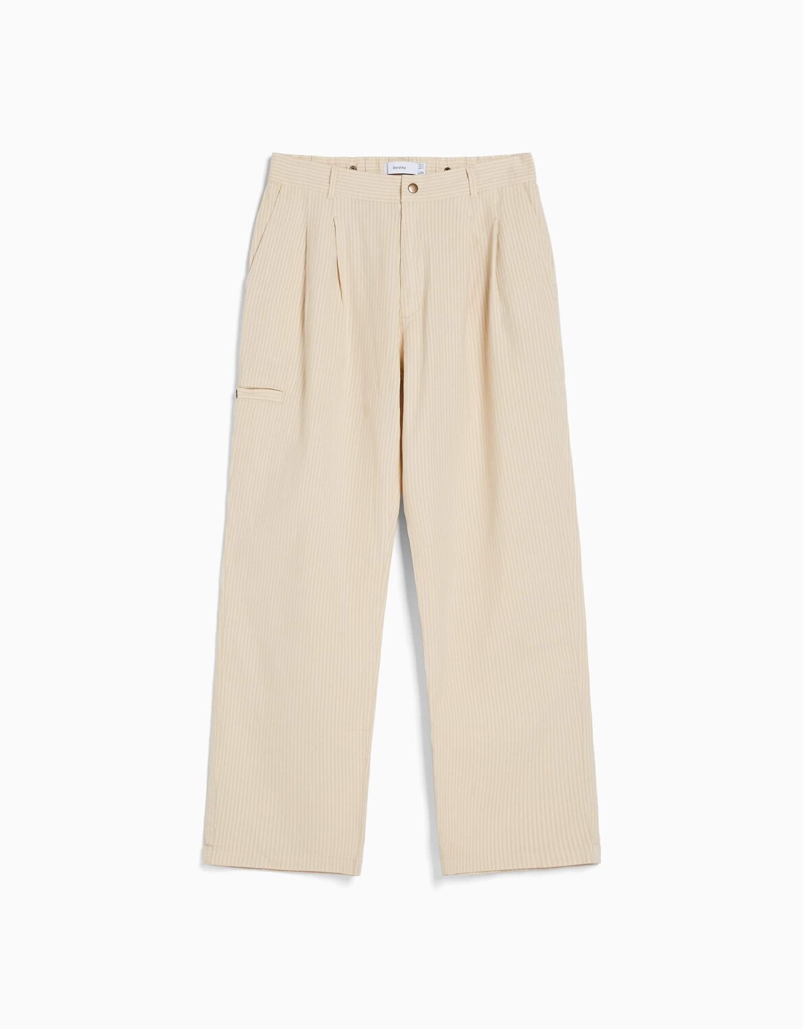 

Брюки Bershka Straight Textured Cotton, кремовый