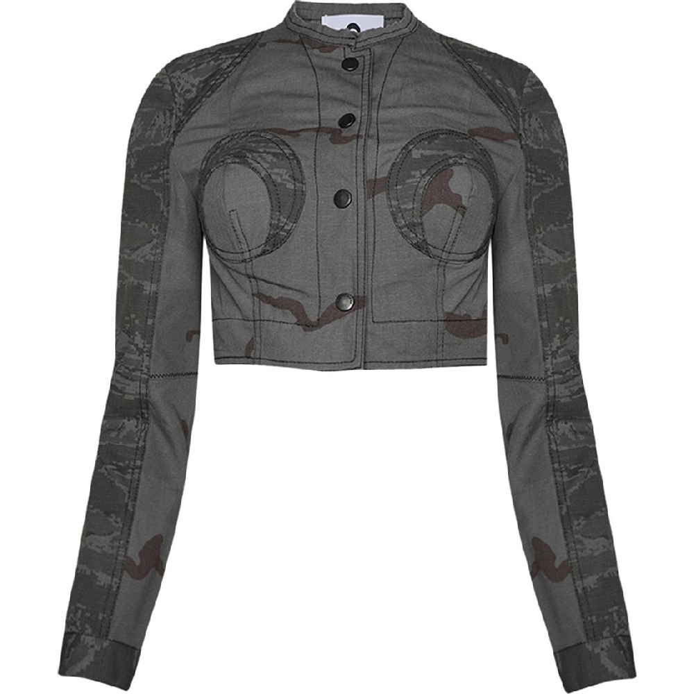 цена Куртка Marine Serre Regenerated Camo Cropped, серый