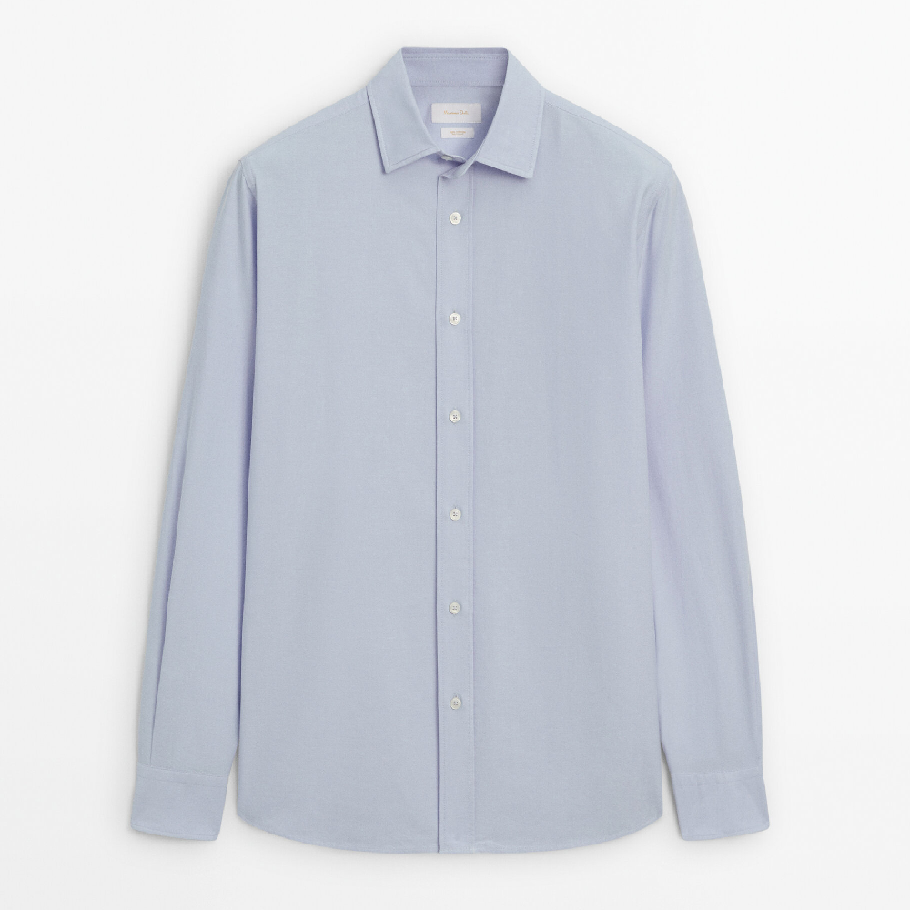 Рубашка Massimo Dutti Soft Wash Regular Fit Cotton Oxford, голубой оксфордская рубашка стандартного кроя asos