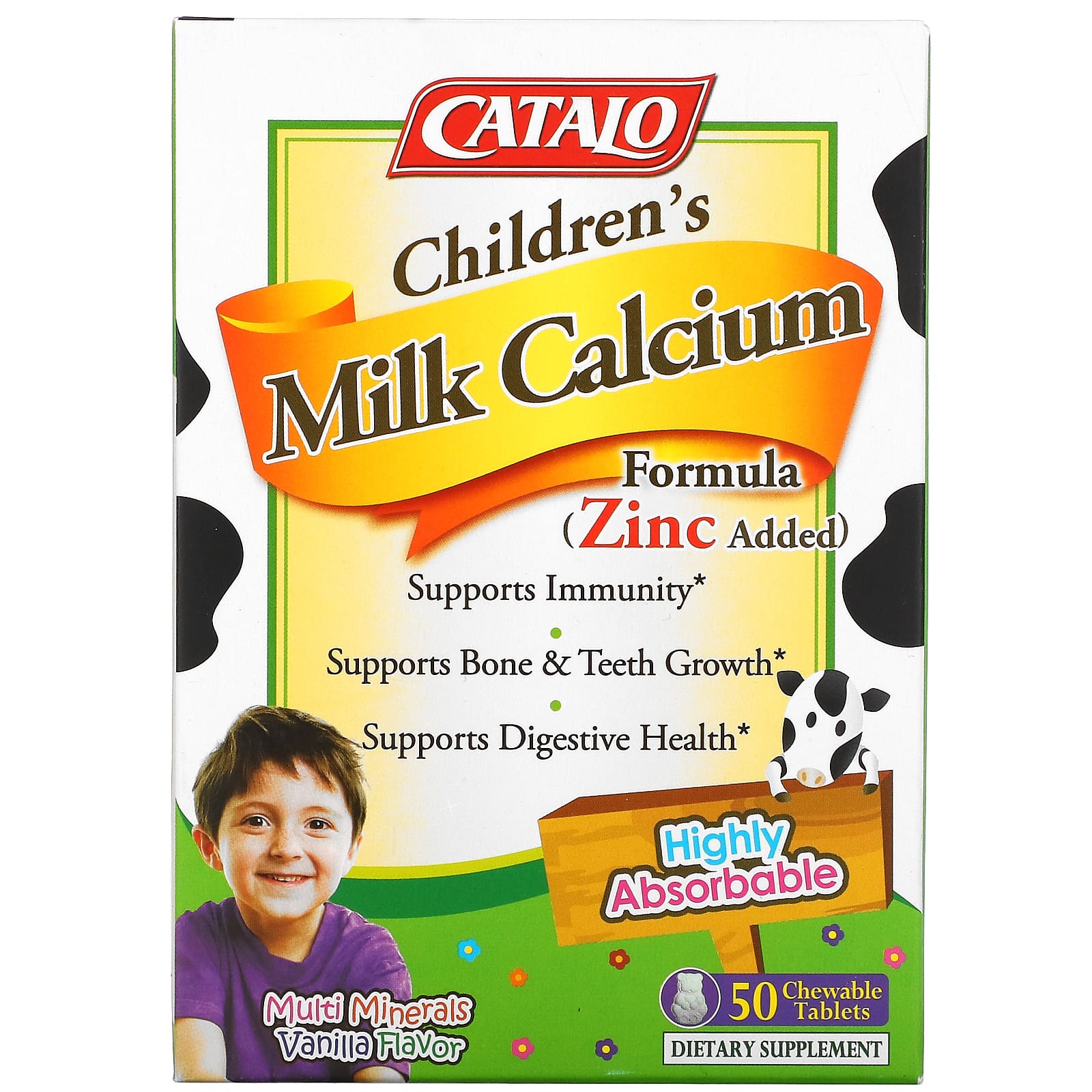 Детская Молочная Формула Catalo Naturals с кальцием, ваниль, 50 жевательных таблеток формула детская catalo naturals с пробиотиками смесь ягод 30 жевательных таблеток