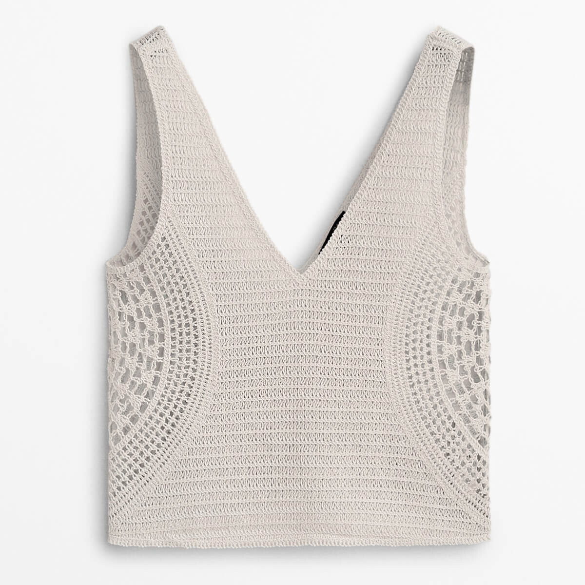 

Топ Massimo Dutti V-neck Crochet, кремовый