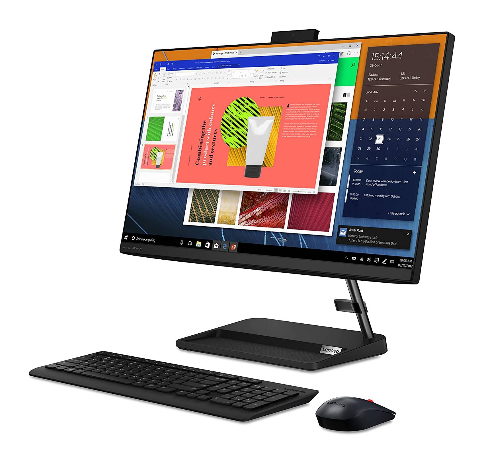 Моноблок Lenovo IdeaCentre AIO 3 AMD 24", Ryzen 5 5500U, Full-HD, 16Гб, 512Гб SSD, DVD-RW, черный, английская клавиатура - фото