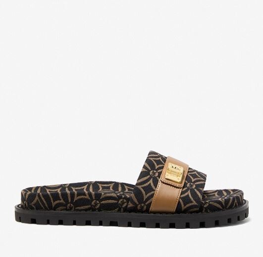 

Жаккардовые шлепанцы с логотипом Michael Kors Michael Padma Logo Jacquard Slide, черный/коричневый