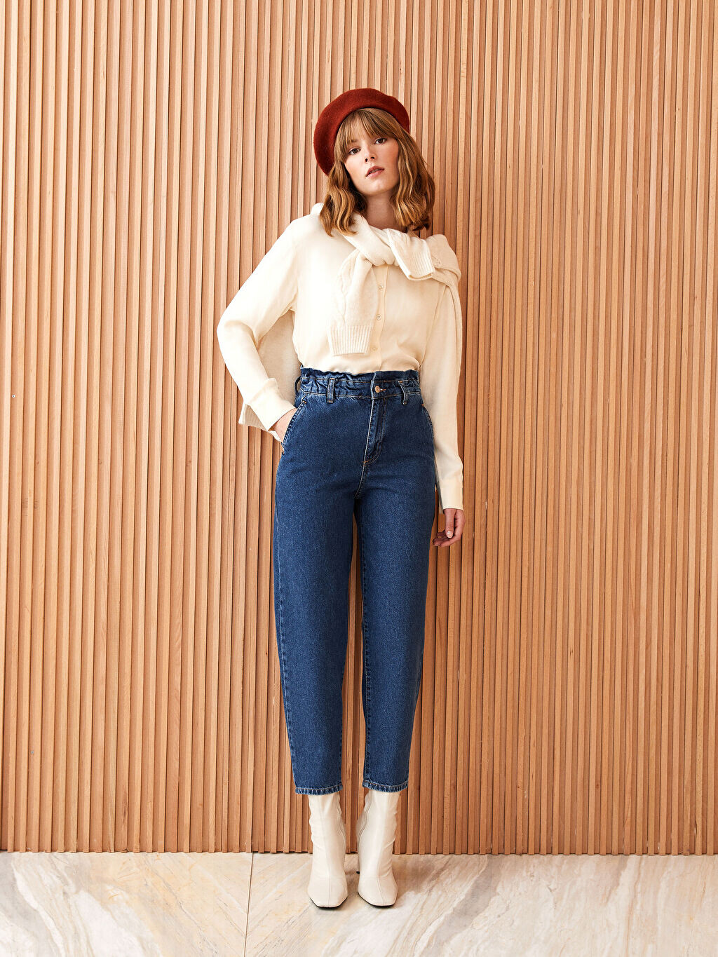

Прямые женские джинсы с завышенной талией и напуском LCW Jeans