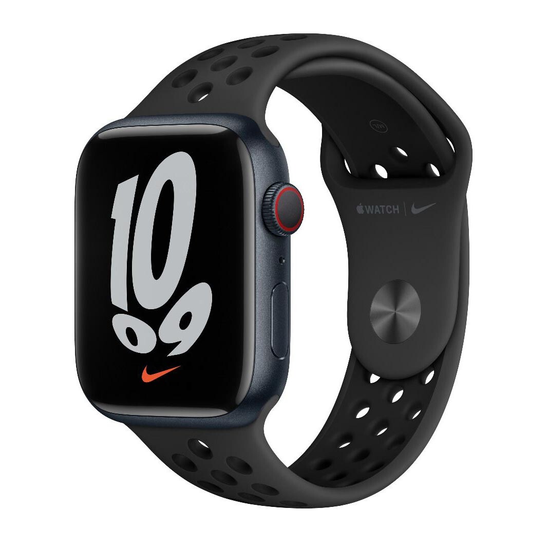 

Умные часы Apple Watch Nike Series 7 (GPS+Cellular), 45 mm, Midnight Aluminium Case/Anthracite\Black Nike Sport Band