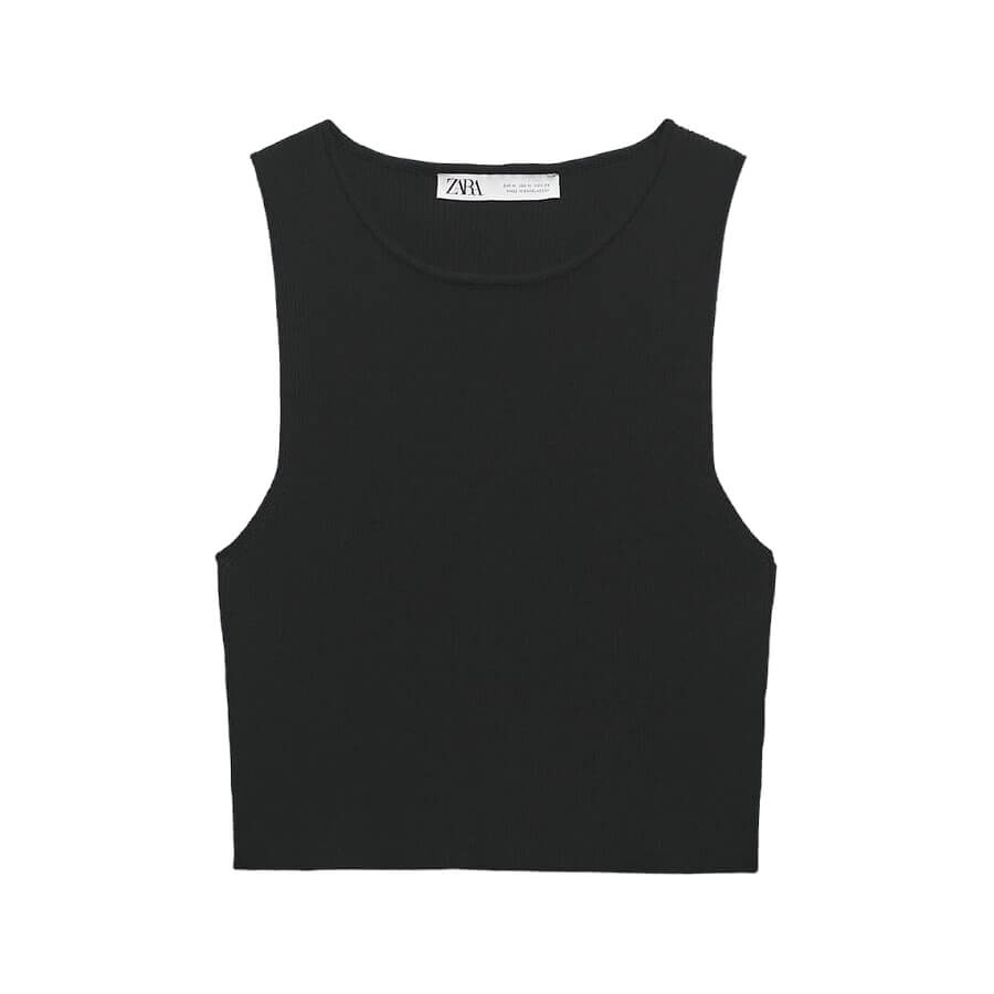

Топ Zara Ribbed Knit, черный