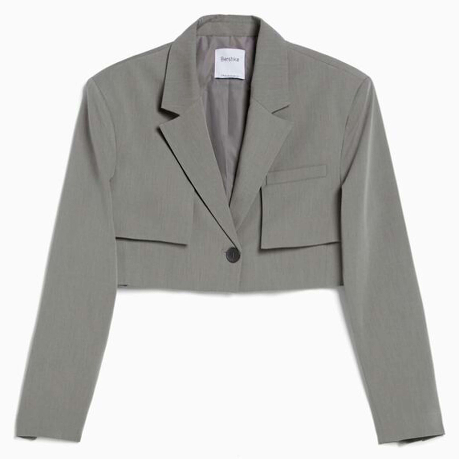 

Укороченный блейзер Bershka Tailored, серый