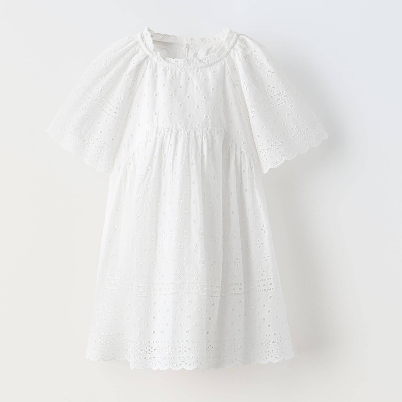 Платье Zara Schiffli Embroidery, белый