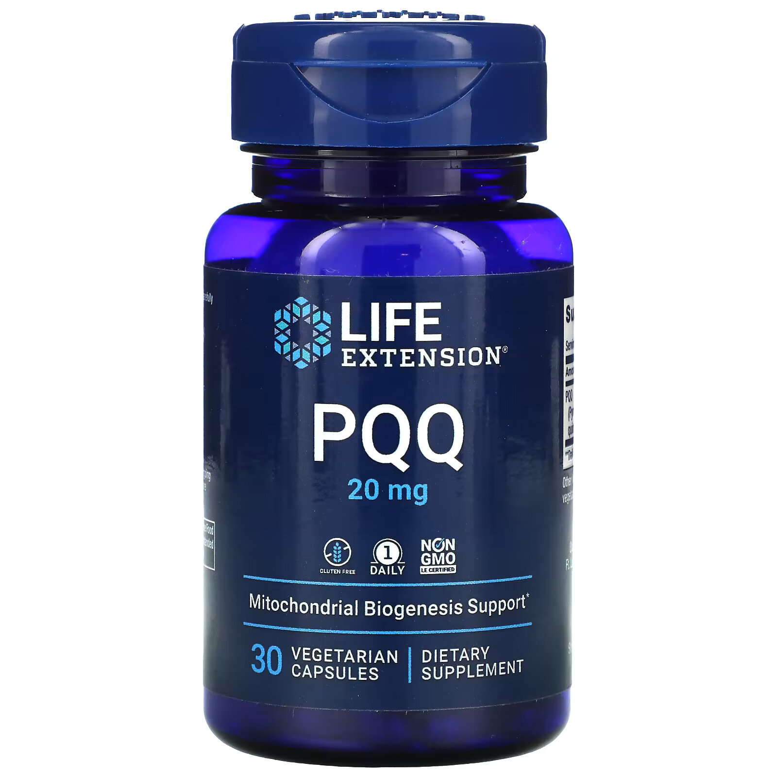 Life Extension, PQQ в капсулах, пирролохинолинхинон, 20 мг, 30 вегетарианских капсул life extension средство для оптимизации энергии митохондрий с pqq 120 вегетарианских капсул