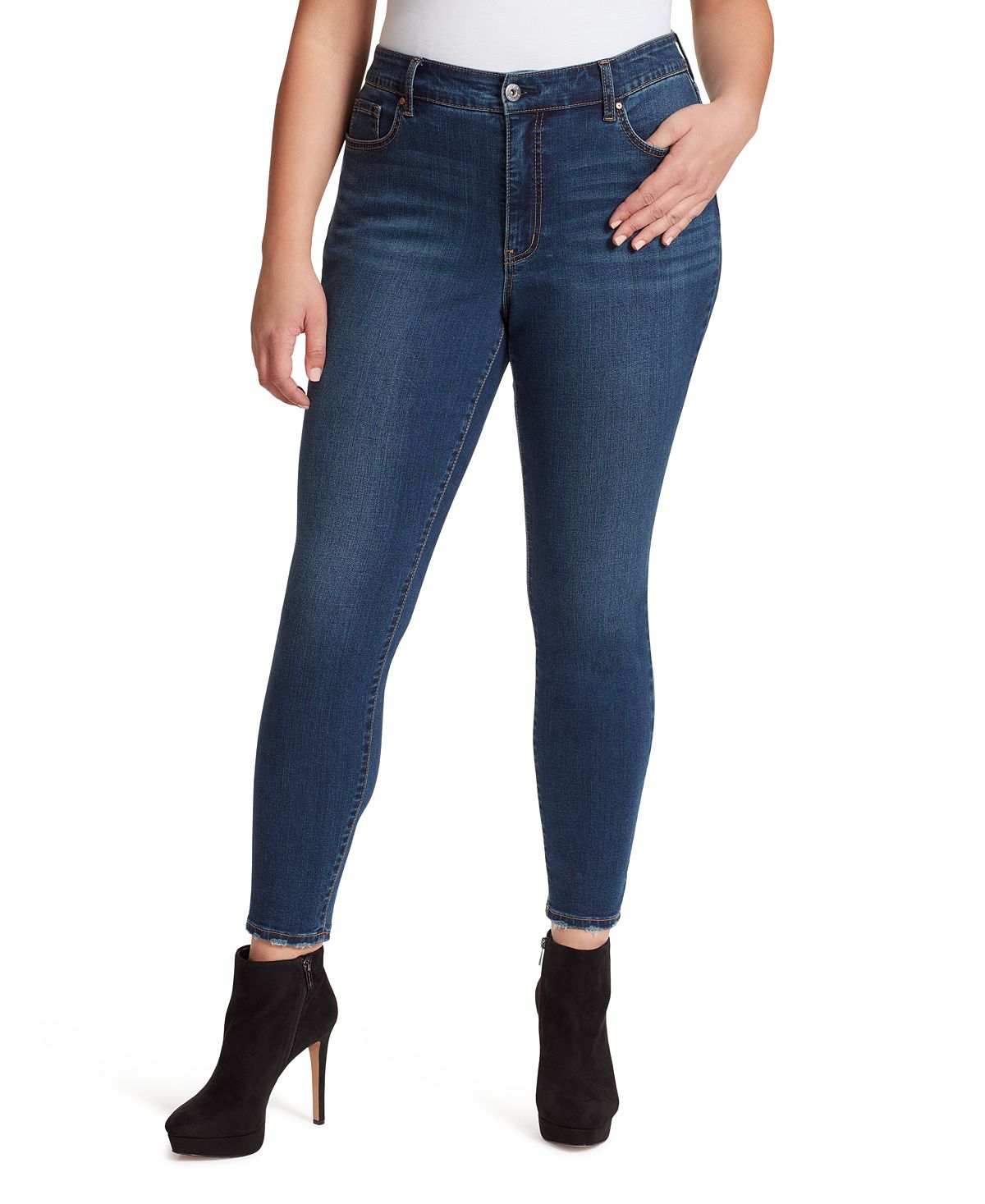 цена Модные зауженные джинсы больших размеров adored Jessica Simpson