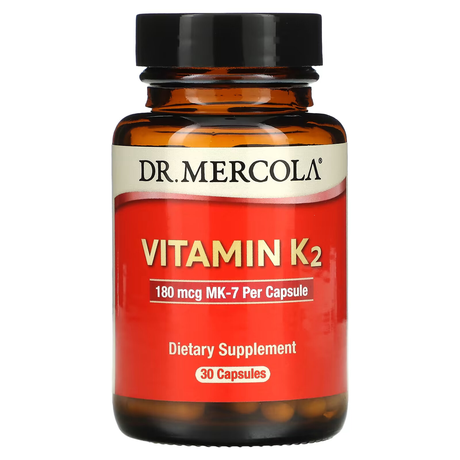 Dr. Mercola, Витамин K2, 180 мкг, 30 капсул dr mercola витамины d3 и k2 в низкой дозе 30 капсул