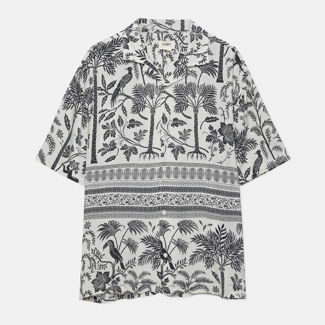 

Рубашка Pull&Bear Print Short Sleeve, белый