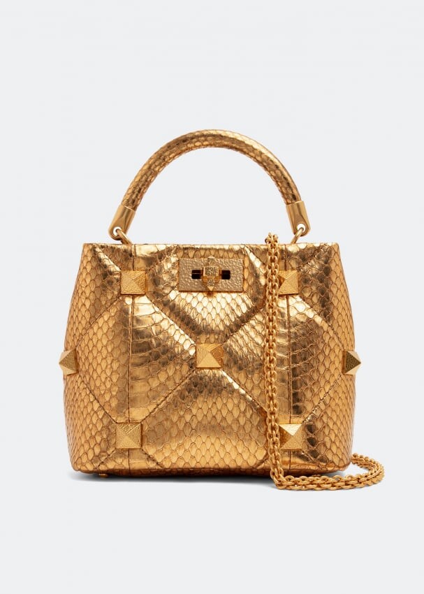 

Сумка VALENTINO GARAVANI Roman Stud small top-handle bag, золотой