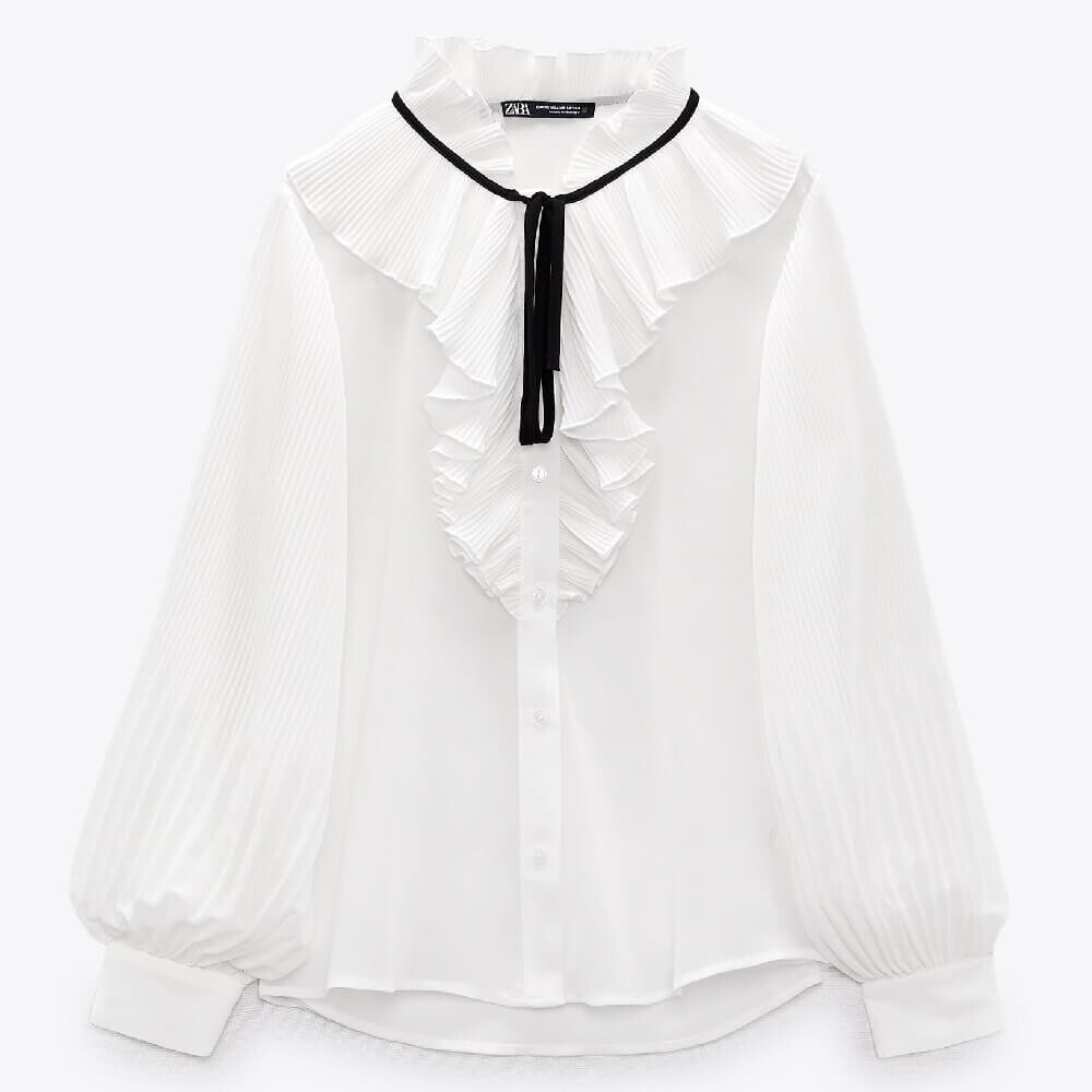 

Блузка Zara Contrasting Bow, белый