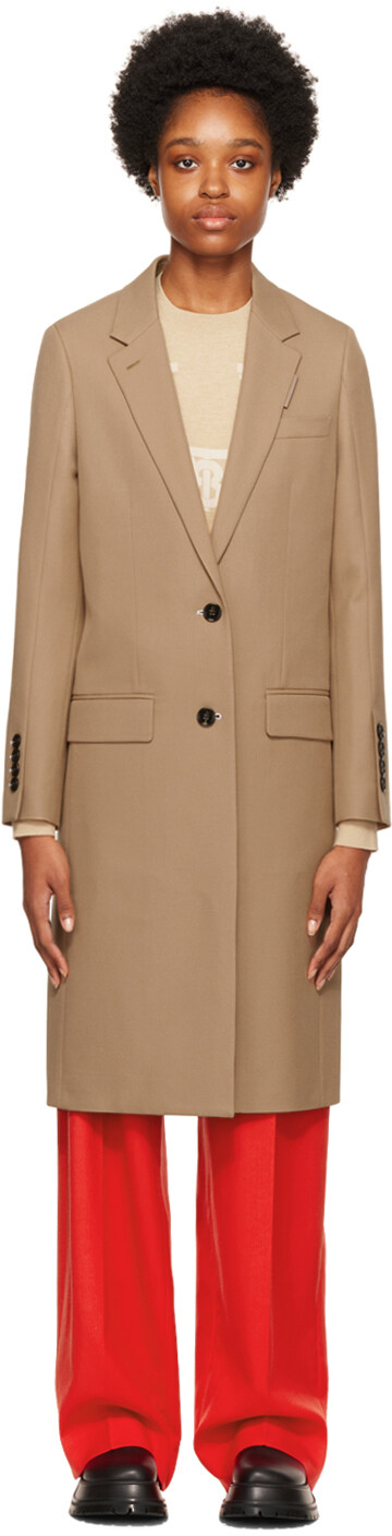 

Коричневое шерстяное пальто Burberry, Коричневый
