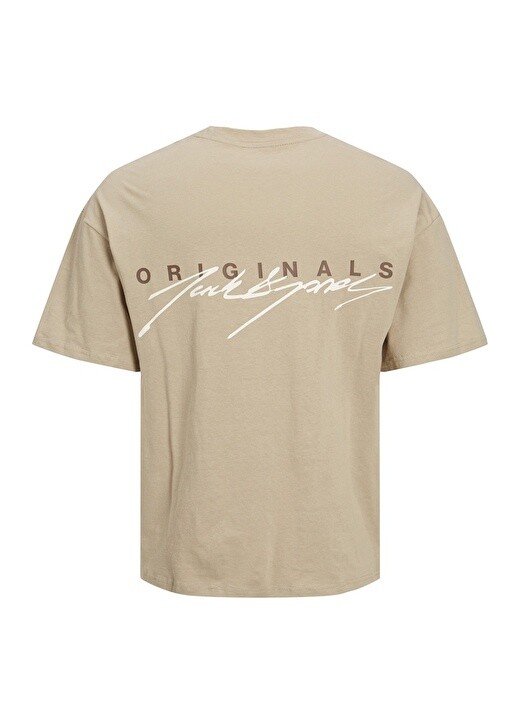 

Однотонная кремовая мужская футболка с круглым вырезом Jack & Jones, Бежевый