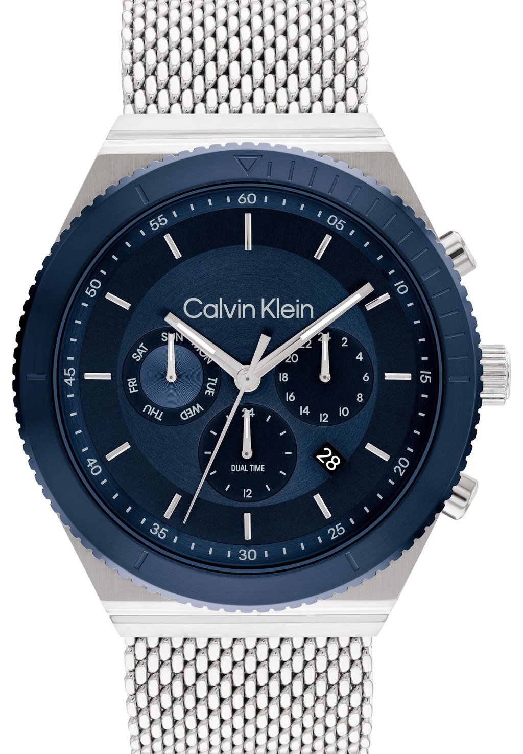 Хронограф Calvin Klein, серебристый, синий, серебристый