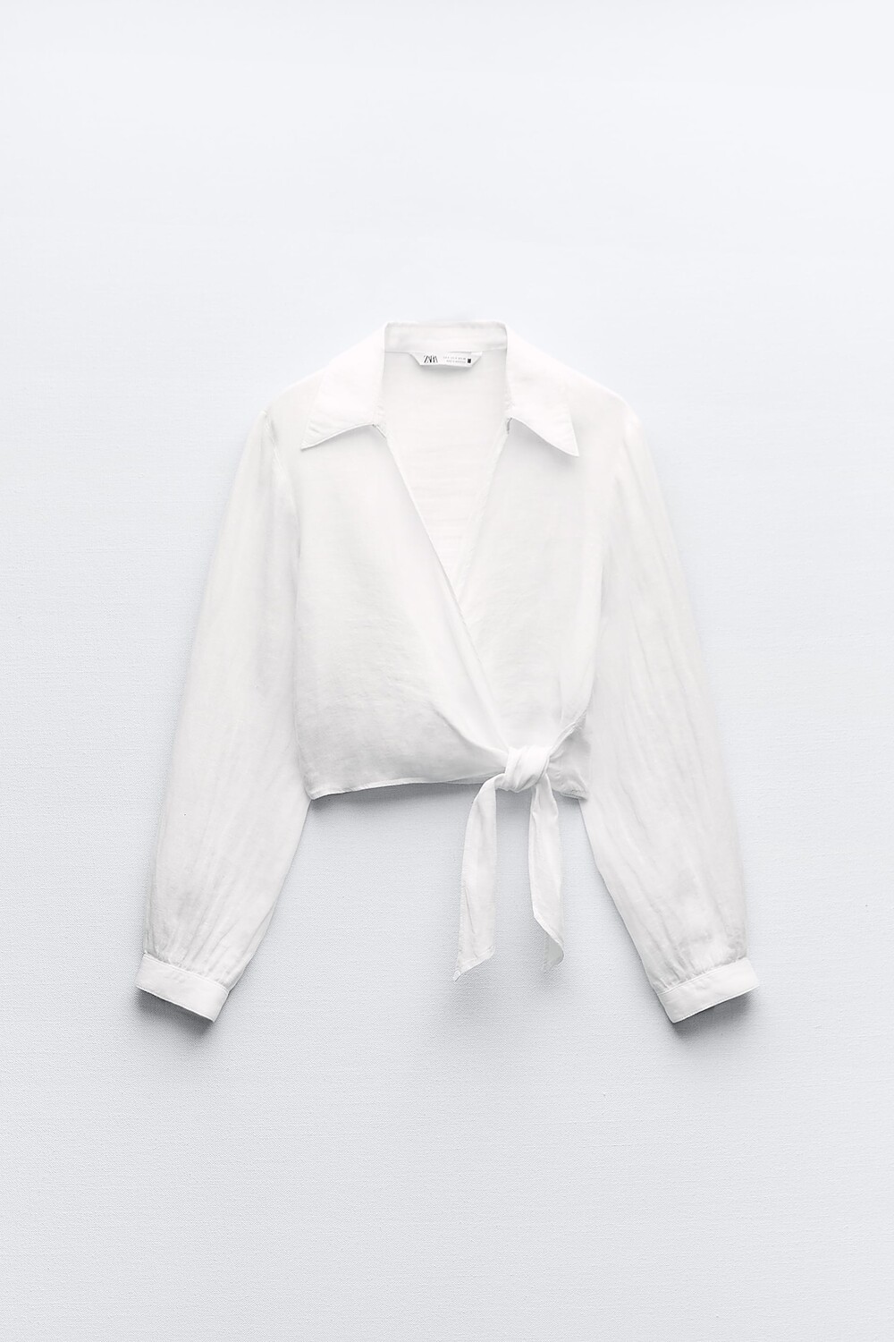 

Льняная рубашка с бантом Zara, белый