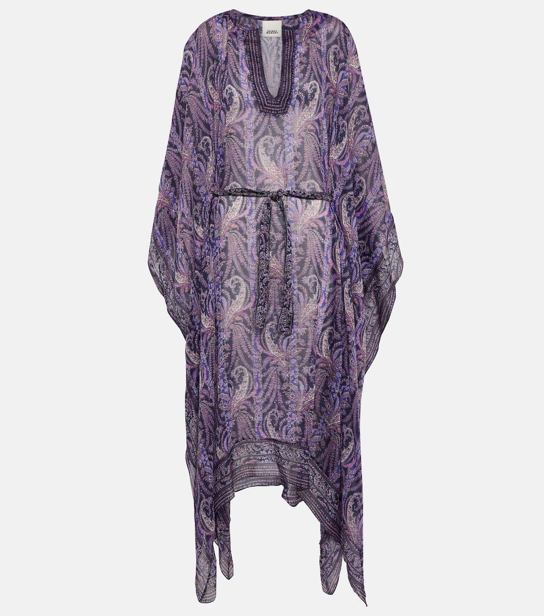 Платье макси из хлопка и шелка с цветочным принтом ISABEL MARANT, фиолетовый платье длинное из шелка с принтом witty 44 фиолетовый