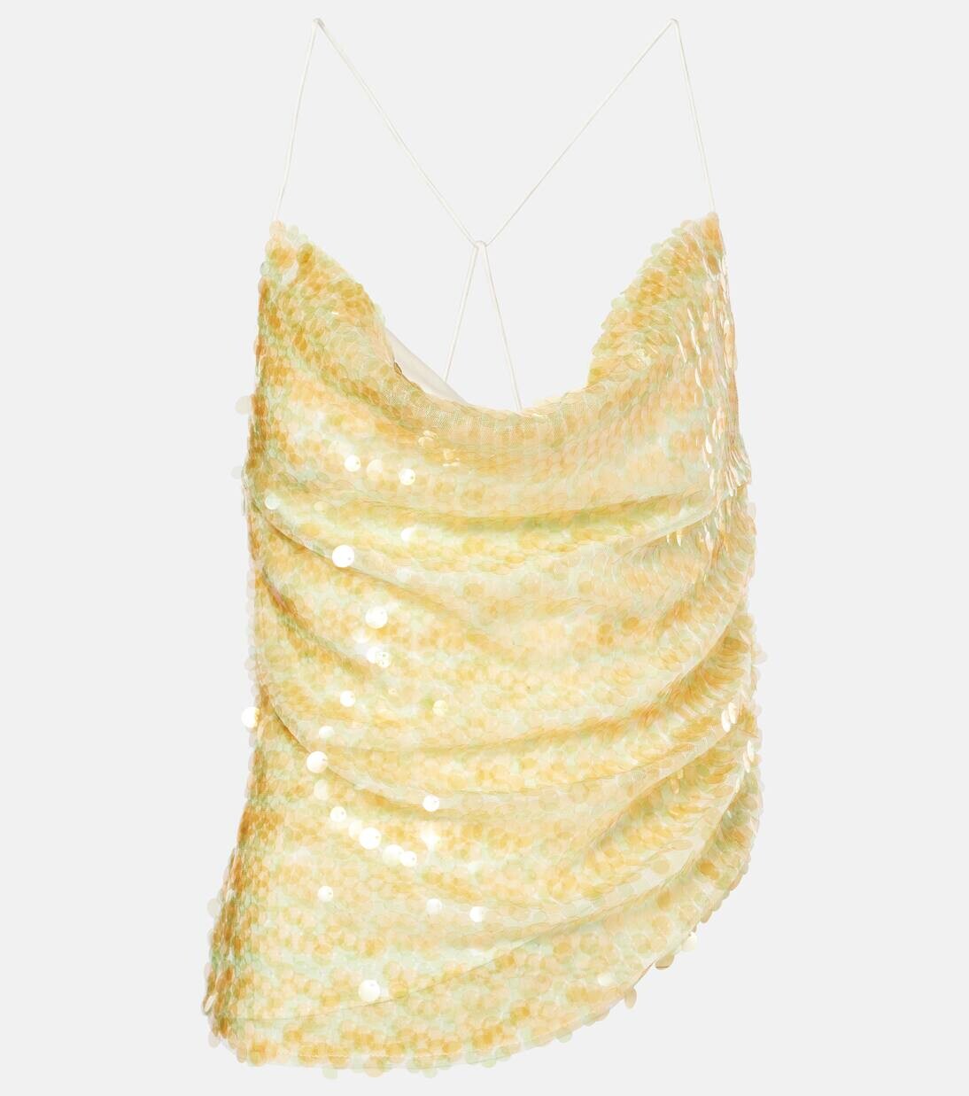 

Топ с открытой спиной, расшитый пайетками Xu Zhi, цвет yellow/green