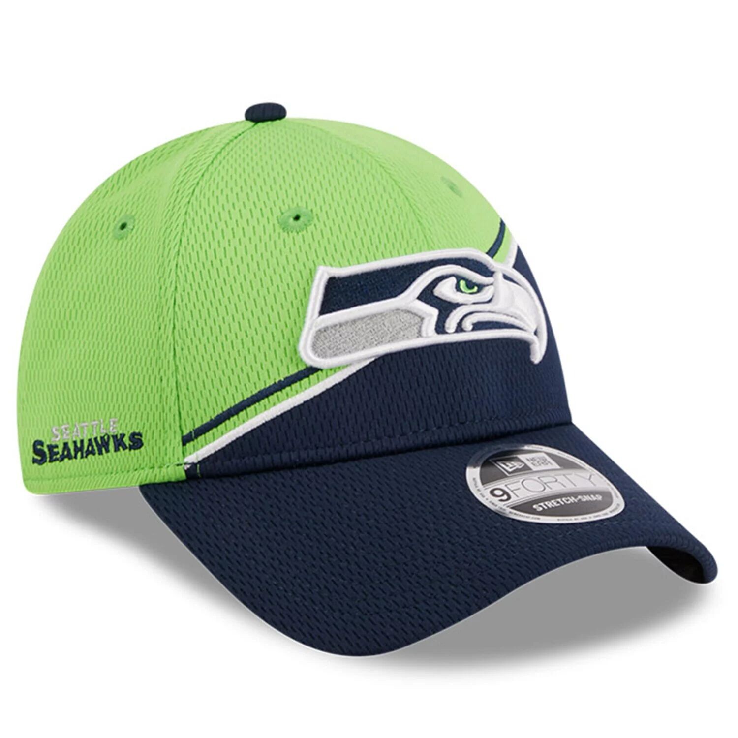 

Мужская регулируемая кепка New Era Neon Green/College Navy Seattle Seahawks 2023 Sideline 9FORTY