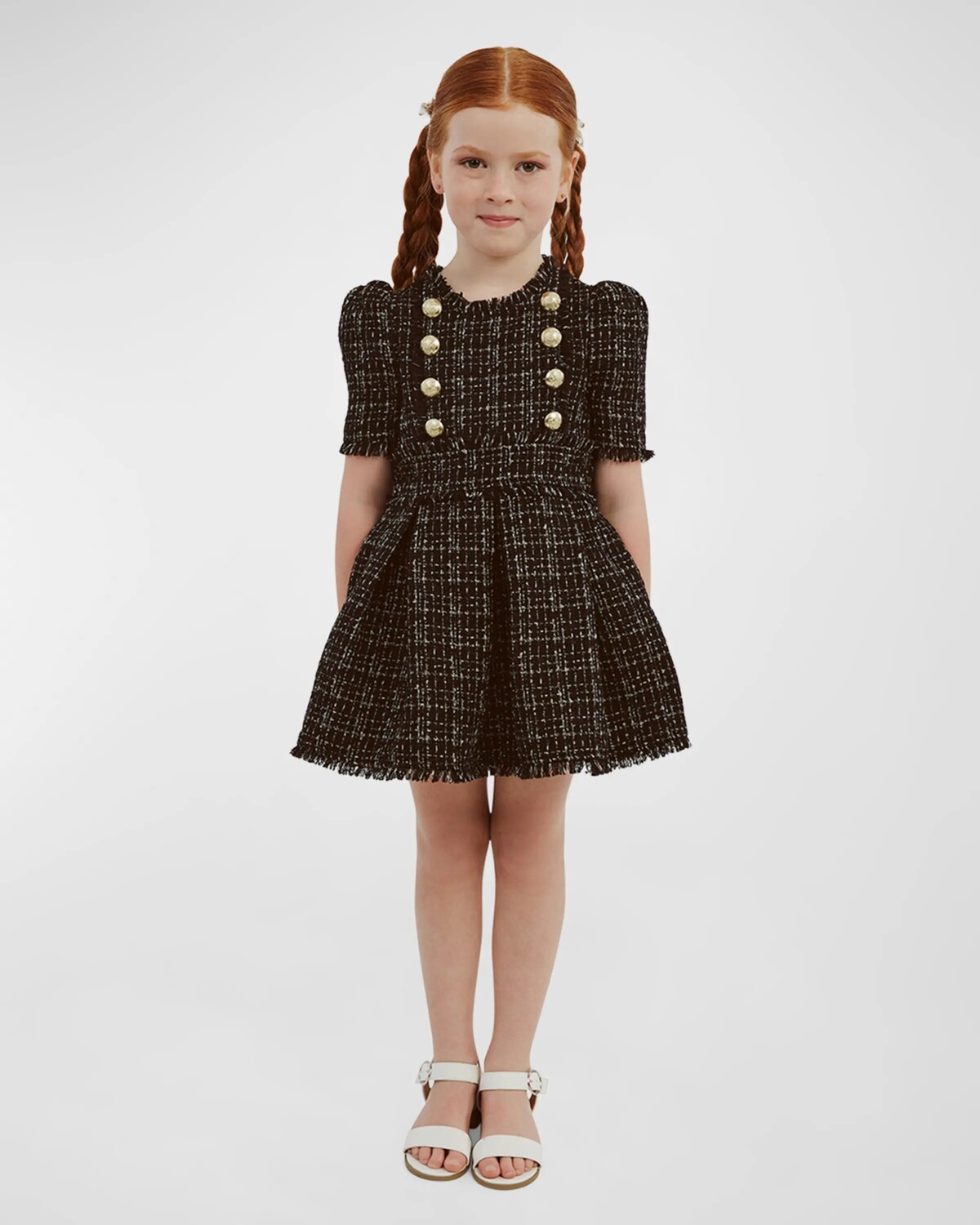 

Плиссированное платье из букле для девочек Brielle, размер 7–14 Bardot Junior, цвет Black Sparkle