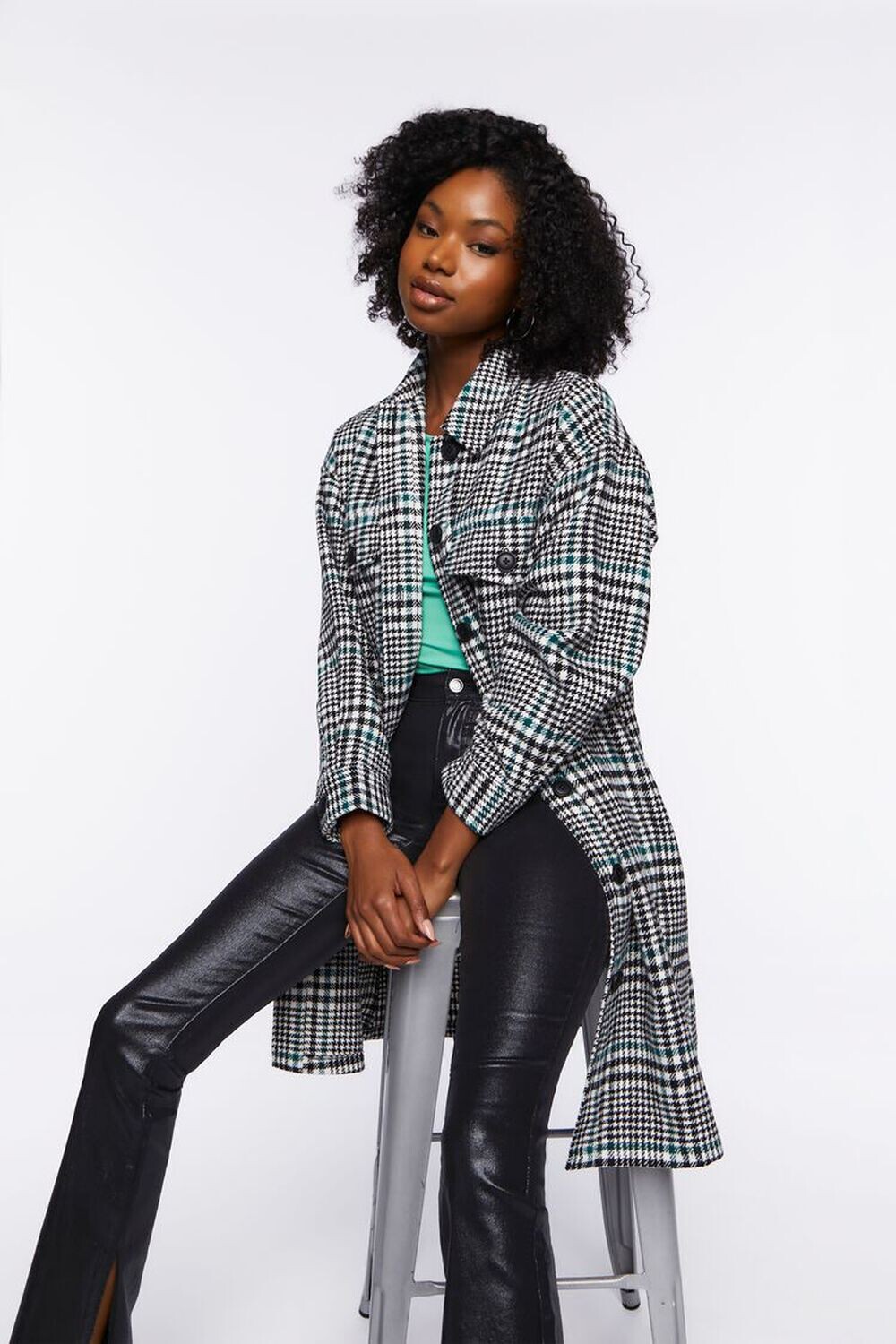 

Длинная клетчатая куртка Glen Forever 21, кремовый, Бежевый