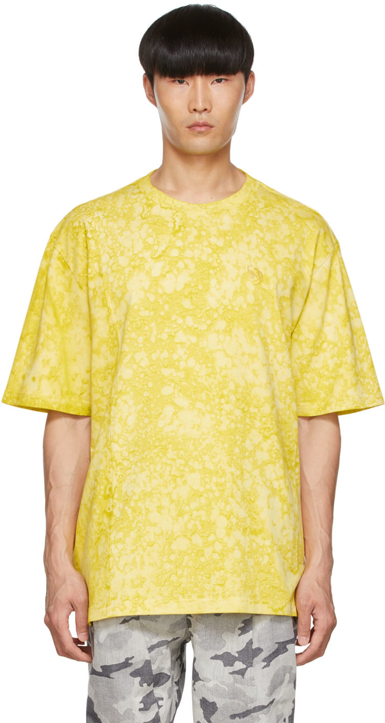 Желтая хлопковая футболка Feng Chen Wang