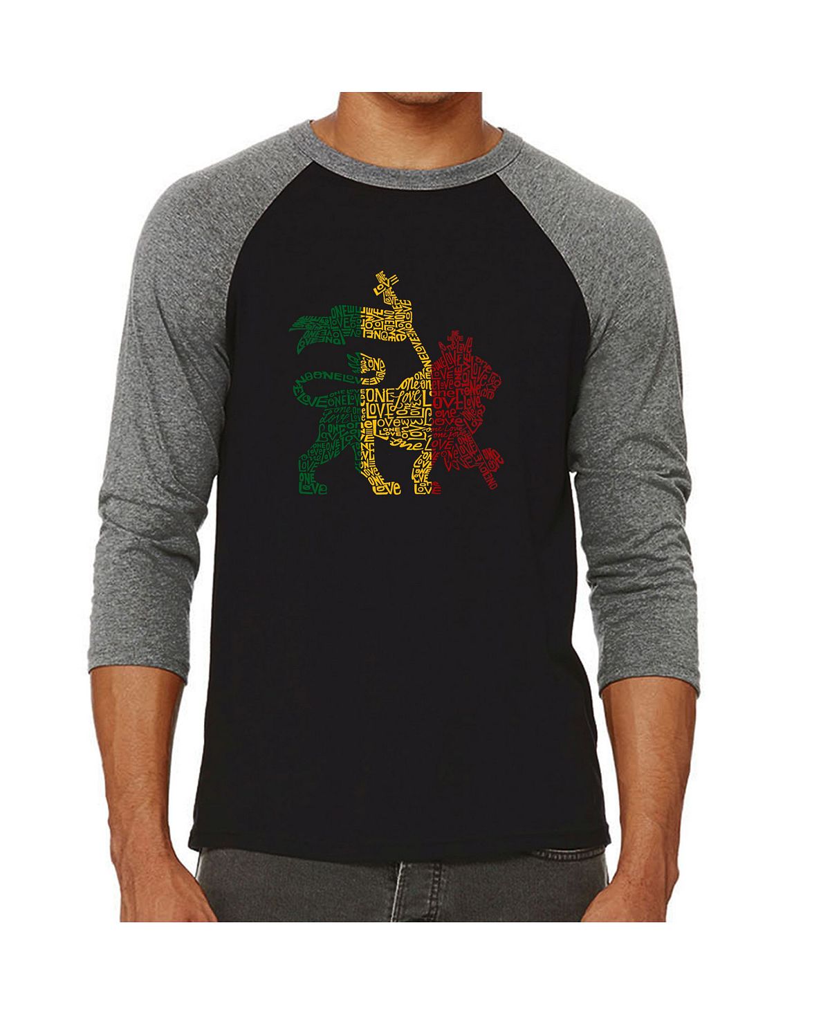 Мужская футболка с принтом lion и регланом word art LA Pop Art, серый мужская футболка с принтом пиратский череп и регланом word art la pop art черный