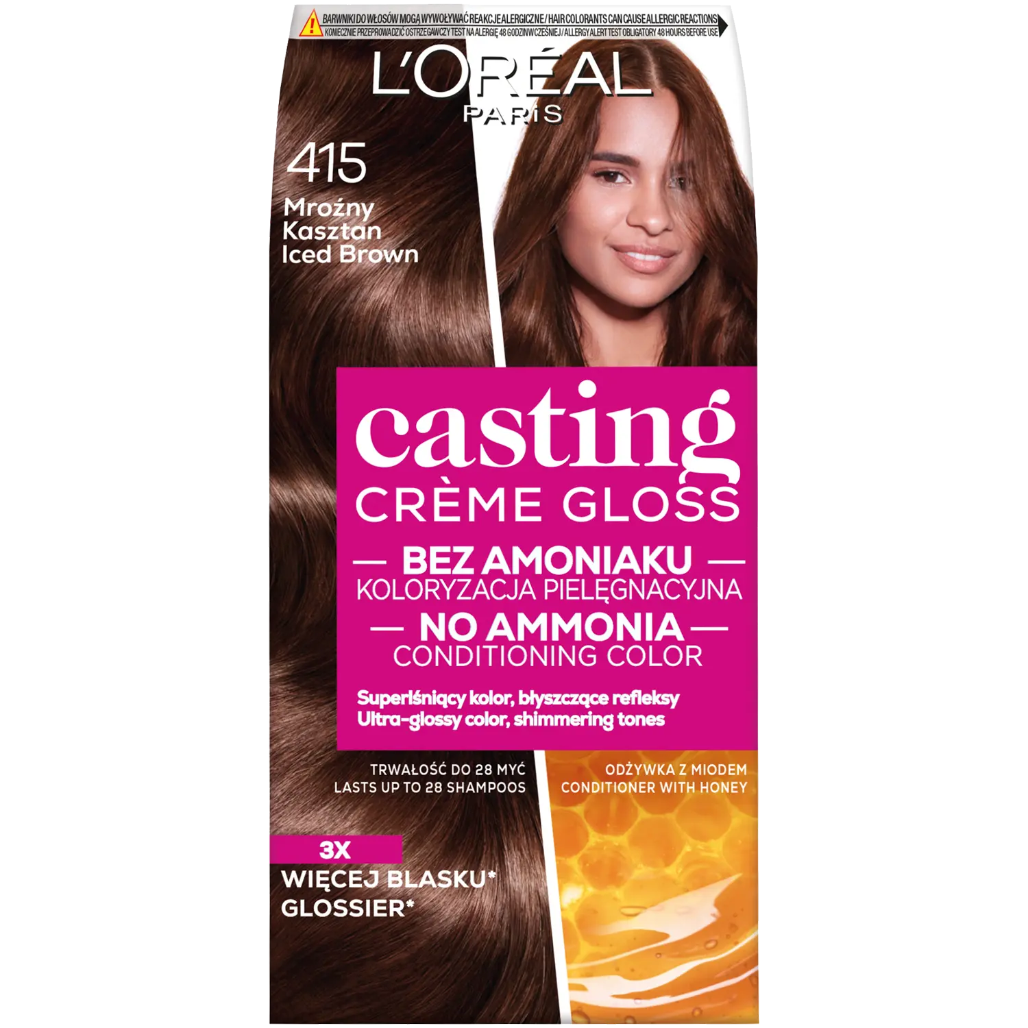 

L'Oréal Paris Casting Crème Gloss краска для волос 415 морозный каштан, 1 упаковка