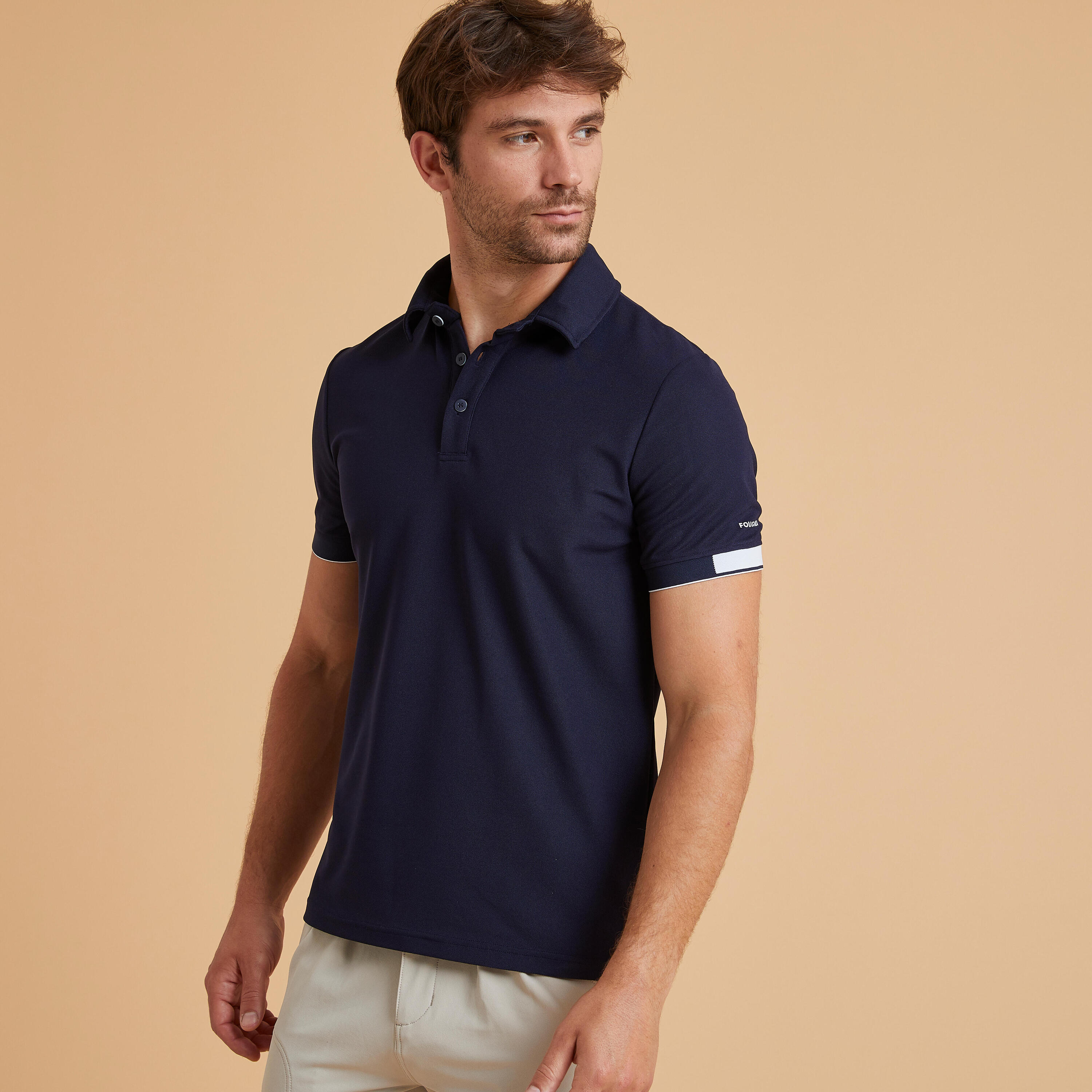Рубашка-поло Fouganza для верховой езды мужская, синий рубашка поло для верховой езды мужская одежда топ с коротким рукавом для верховой езды летняя хлопковая футболка мужская футболка одежд