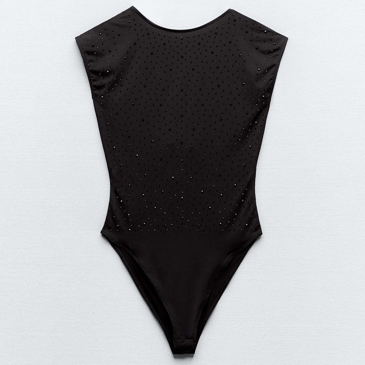 Боди-комбинезон Zara Shiny, черный рубашка zara shiny printed черный