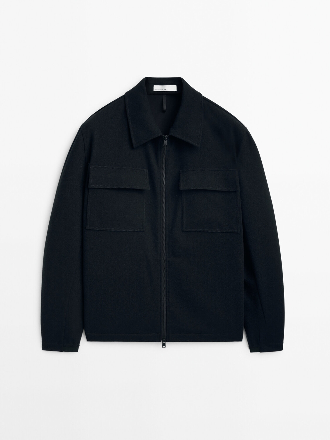 

Куртка-рубашка Massimo Dutti Wool Blend With Elastic Detail, черный