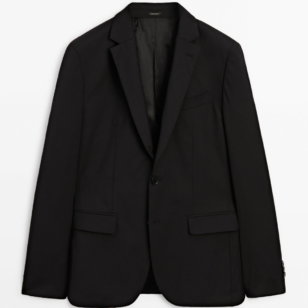 Пиджак Massimo Dutti Bistrech Wool Suit, черный